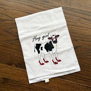 NWT Hay Girl Cow Tea Towel 100% Cotton